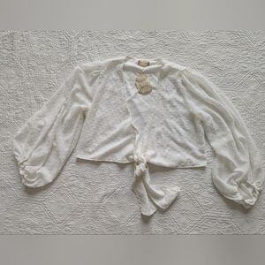 Altar'd State Cream Tie-Front Blouse